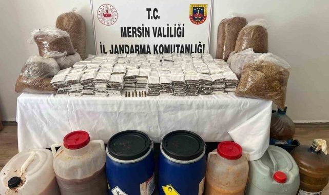Mersin'de kaçak tütün, makaron ve sahte içki ele geçirildi