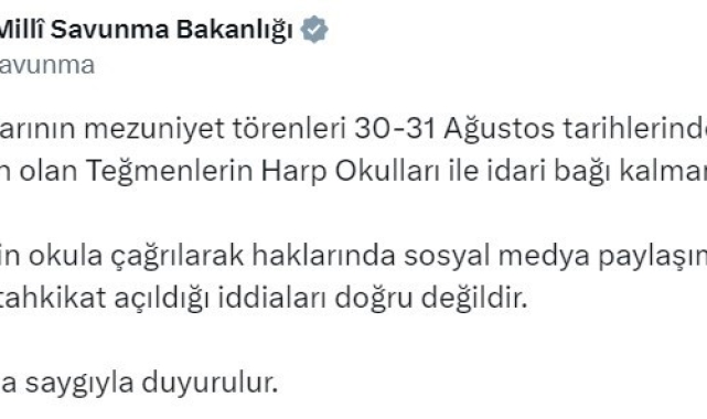 MSB: "Teğmenlere tahkikat açıldığı iddiaları doğru değildir"
