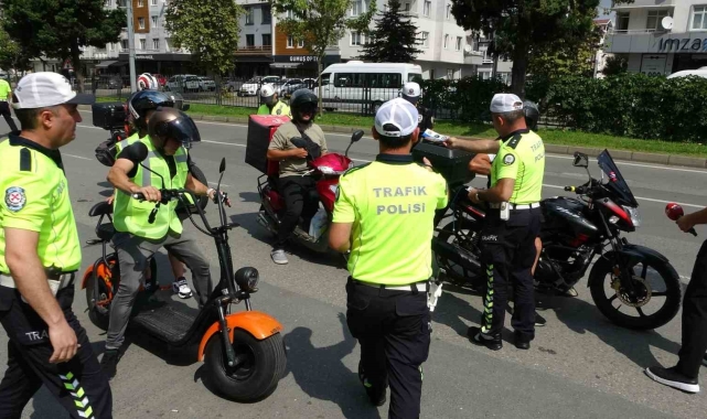 Ordu'da motosiklet sürücülerine denetim ve bilgilendirme