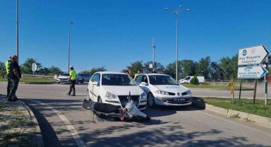Otomobil motosiklete çarptı: 1 yaralı