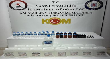 Samsun'da bir binanın bodrum katında sahte içki üreten şüpheli yakalandı