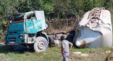 Samsun'da sulama tankeri şarampole yuvarlandı: 1 ağır yaralı