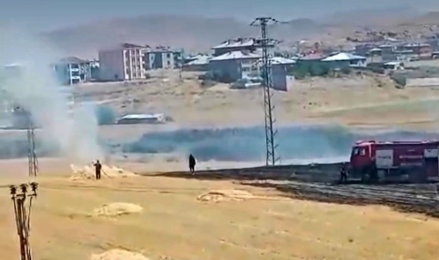 Van'da anız yangını