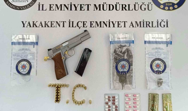 Yakakent ilçesinde uyuşturucu ve ruhsatsız silah ele geçirildi