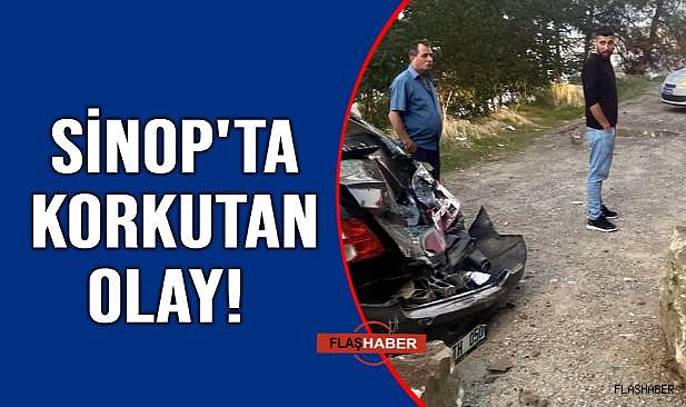 YAMAÇTAN KOPAN KAYA PARÇASI PARK HALİNDEKİ OTOMOBİLİN ÜZERİNE DÜŞTÜ!