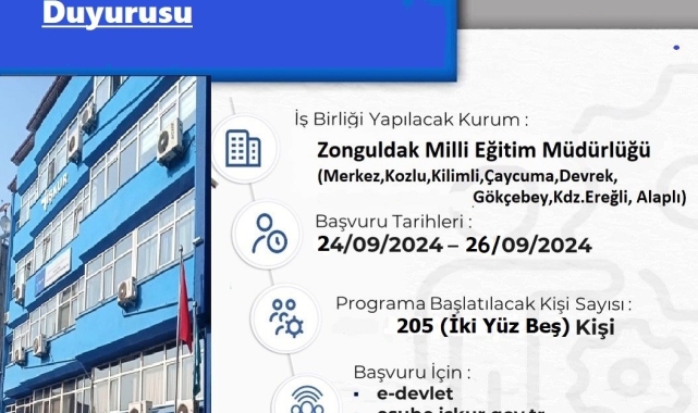 Zonguldak'ta TYP kapsamında 205 kişi geçici olarak istihdam edilecek