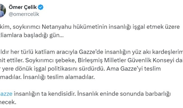 AK Parti Sözcüsü Çelik: "Gazze insanlığın ta kendisidir. İnsanlık eninde sonunda barbarlığı yenecek"