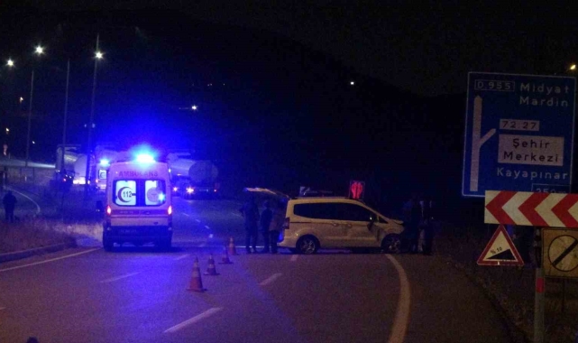 Batman'da aracın çarptığı aydınlatma direği devrildi