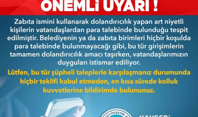 Büyükşehirden dolandırıcılara karşı uyarı