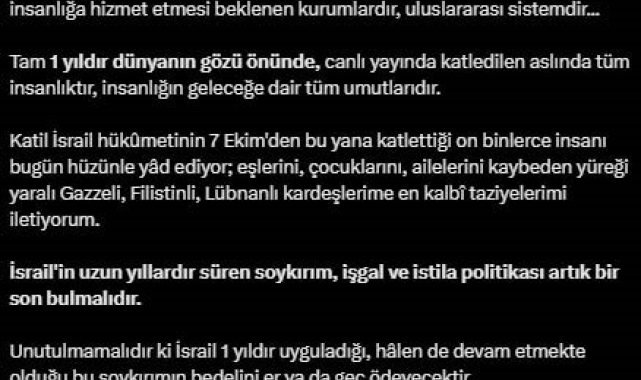Cumhurbaşkanı Erdoğan: "İsrail bu soykırımın bedelini er ya da geç ödeyecek"