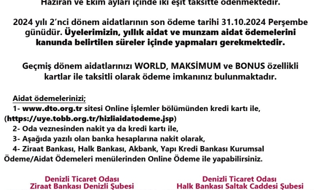 Denizli Ticaret Odasından aidatlarda son hafta uyarısı