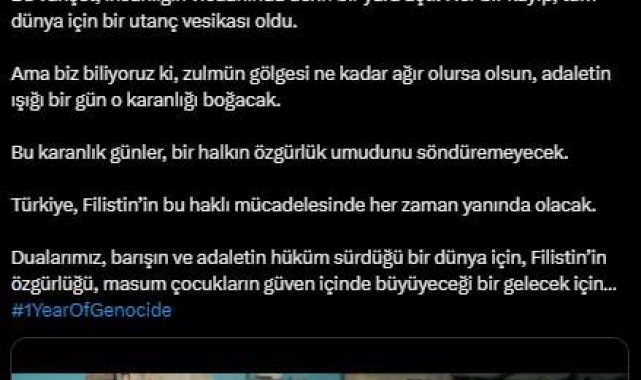Emine Erdoğan'dan saldırıların birinci yılında "Gazze" paylaşımı: