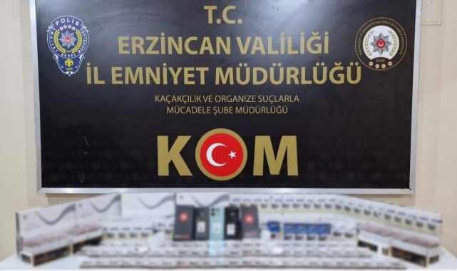 Erzincan'da 60 bin değerinde kaçak telefon ve sigara ele geçirildi