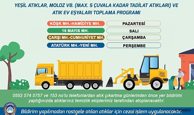 Gerze’de atık çıkarma saatleri yeniden düzenlendi