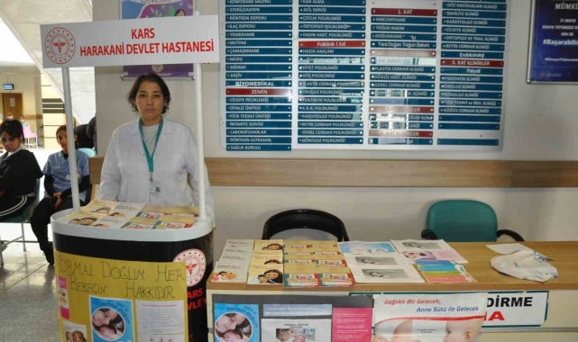 Kars Harakani Devlet Hastanesi'nde normal doğum bilinçlendirme standı açıldı
