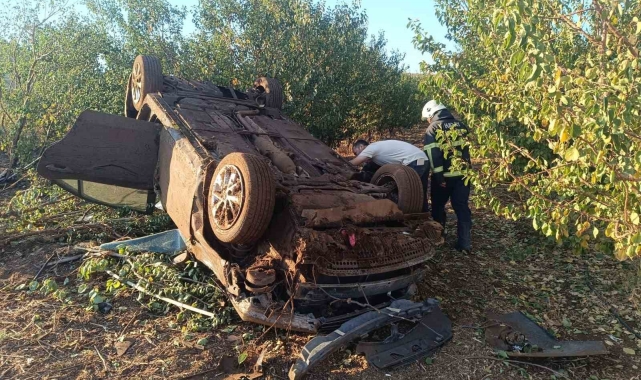 Kırıkhan'da meyve bahçesine uçan otomobilin sürücüsü yaralandı