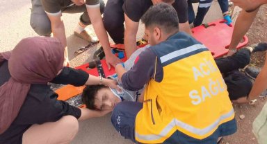 Motosikletin takla atma anları kameraya yansıdı