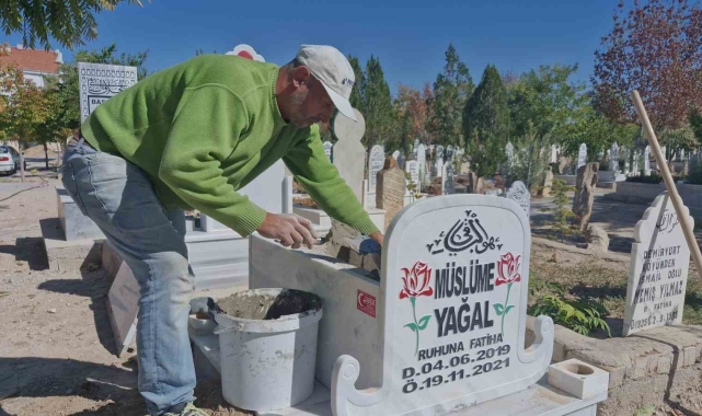 Müslüme'nin mezar taşları yenilendi