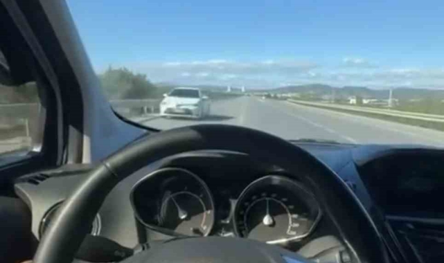 Otobanda ters yönden ilerledi, kaza böyle teğet geçti