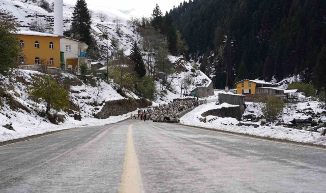 Rize'nin karlı yaylalarından kartpostallık görüntüler