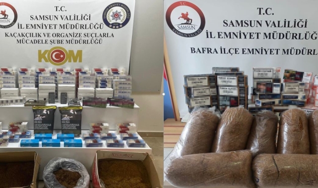Samsun'da kaçak tütün mamulleri ele geçirildi