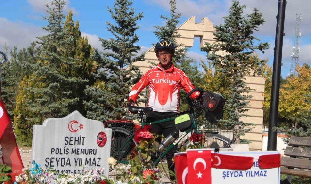 Şehit polis Şeyda Yılmaz anısına bin kilometre pedal çevirdi