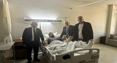 Terme Belediye Başkanı Şenol Kul'dan TUSAŞ'a yönelik terör saldırısında yaralanan Şahin'e ziyaret