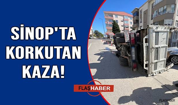 Virajı alamayan kamyonet devrildi