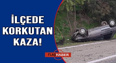 Virajı alamayan otomobil takla attı