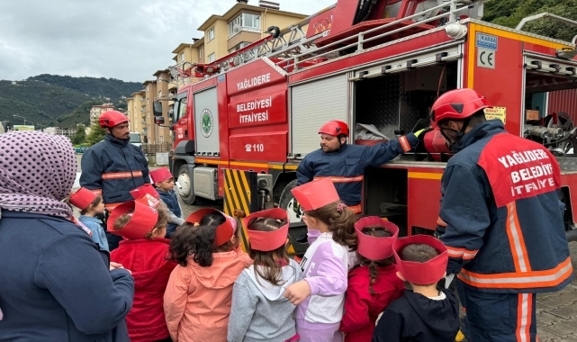 Yağlıdere'de ana sınıfı öğrencileri İtfaiye Amirliğini ziyaret etti