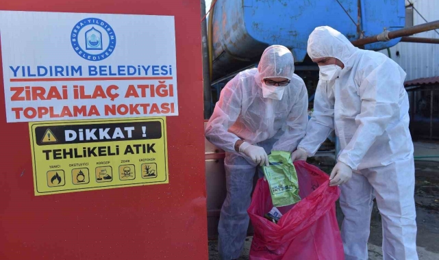 Yıldırım'da 580 kilogram zirai ilaç atık kutusu toplandı