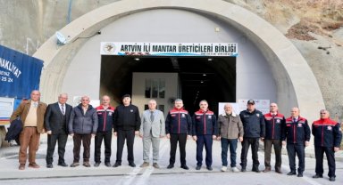 Artvin Valisi Ergün, istiridye mantarı paketleme tesisine dönüştürülen tünelde incelemede bulundu: