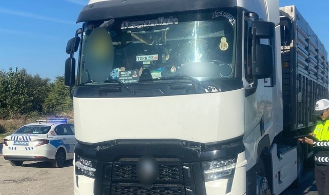 Babaeski'de trafik ekiplerinden 'takograf' denetimi