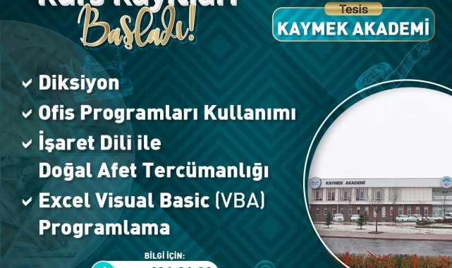 Büyükşehir KAYMEK'in yeni kurslarına kayıtlar başladı
