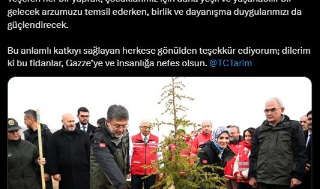 Emine Erdoğan'dan Gazze Hatıra Ormanı'na ilişkin paylaşım: