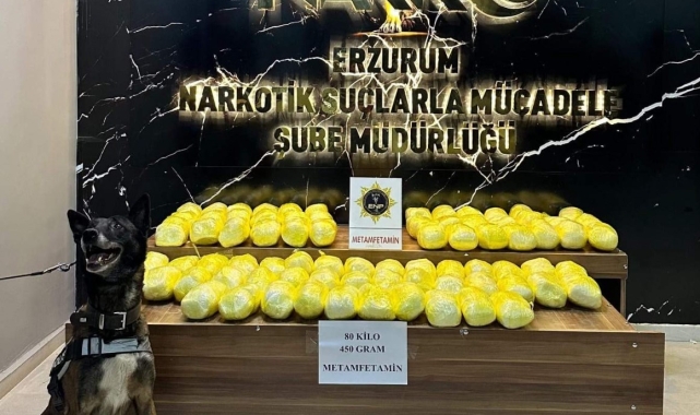Erzurum'daki uyuşturucu operasyonunda 80 kilo metamfetamin ele geçirildi