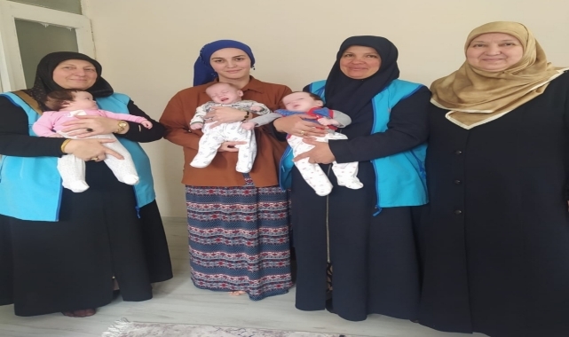 Espiye'de TDV üyelerinden üçüz bebek sahibi aileye ziyaret