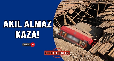 Fren yerine gaza basınca ahırın üzerine uçtu