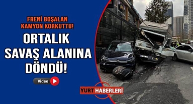 Freni boşalan kamyonet 5 araca çarparak durabildi