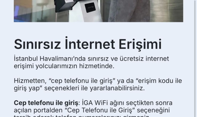 İstanbul Havalimanı'nda ücretsiz internet