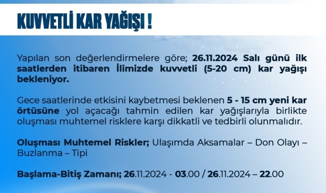 Niğde Valiliği'nden kuvvetli kar uyarısı