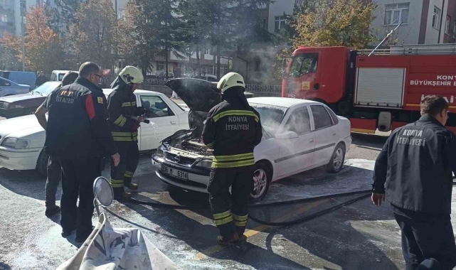 Otomobildeki yangın büyümeden söndürüldü