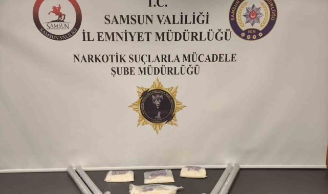 Samsun'da alüminyum boru içinde 768 gram metamfetamin ele geçirildi