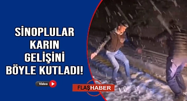 Sinop'ta davullu zurnalı kar coşkusu