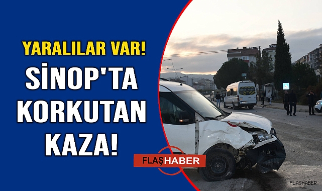 Sinop'ta öğrenci servisi ile otomobil çarpıştı