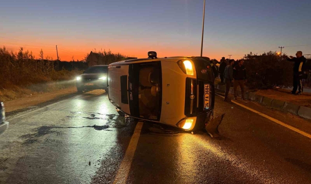 Takla atan araçtan emniyet kemeri sayesinde burnu bile kanamadan çıktı