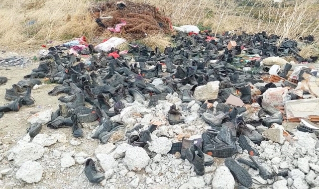 Tekirdağ'da kaçak döküm: 'Ayakkabı mezarlığı' görüntüleri hayrete düşürdü