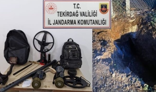 Tekirdağ'da kaçak kazıya baskın: Dedektör, boşluk bulma cihazı ve gaz maskeleri ele geçirildi
