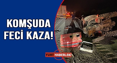 Tırın çarptığı traktör devrildi