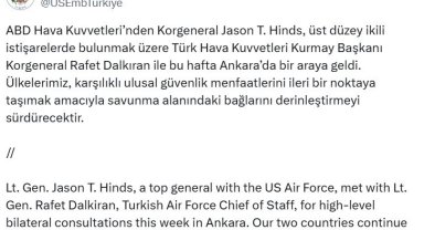 Türk Hava Kuvvetleri Kurmay Başkanı Korgeneral Dalkıran ile ABD'li Korgeneral Hinds bir araya geldi